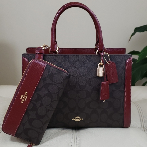 Coach Handbags - Coach Zoe Carryall Patent Trim & Accordion Wallet